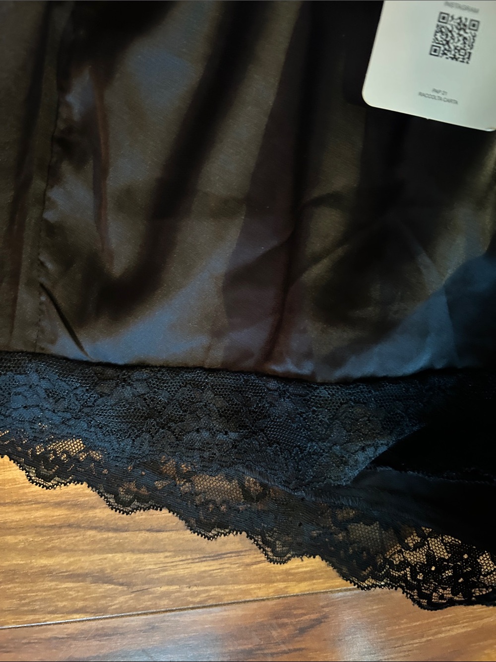 Musera Black Satin Lace Trim Shorts. Small. - Picture 3 of 5